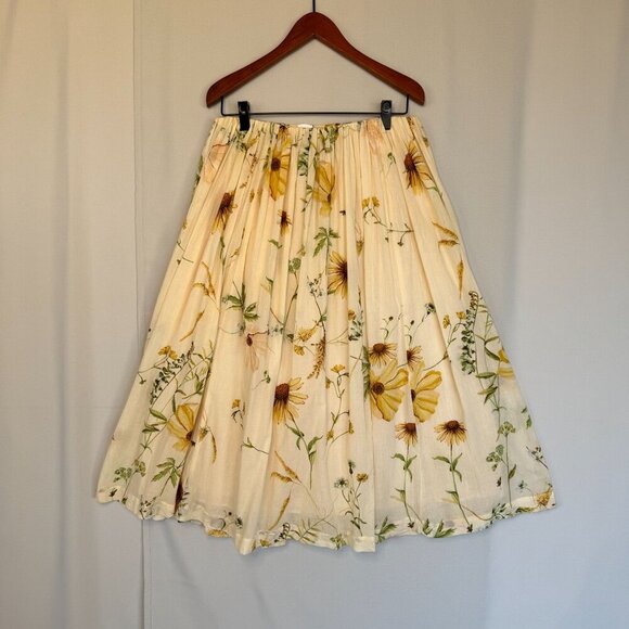 H&M Conscious Meadow Flowers Collection Butter Yellow Long Midi  Skirt Size M - Picture 4 of 14